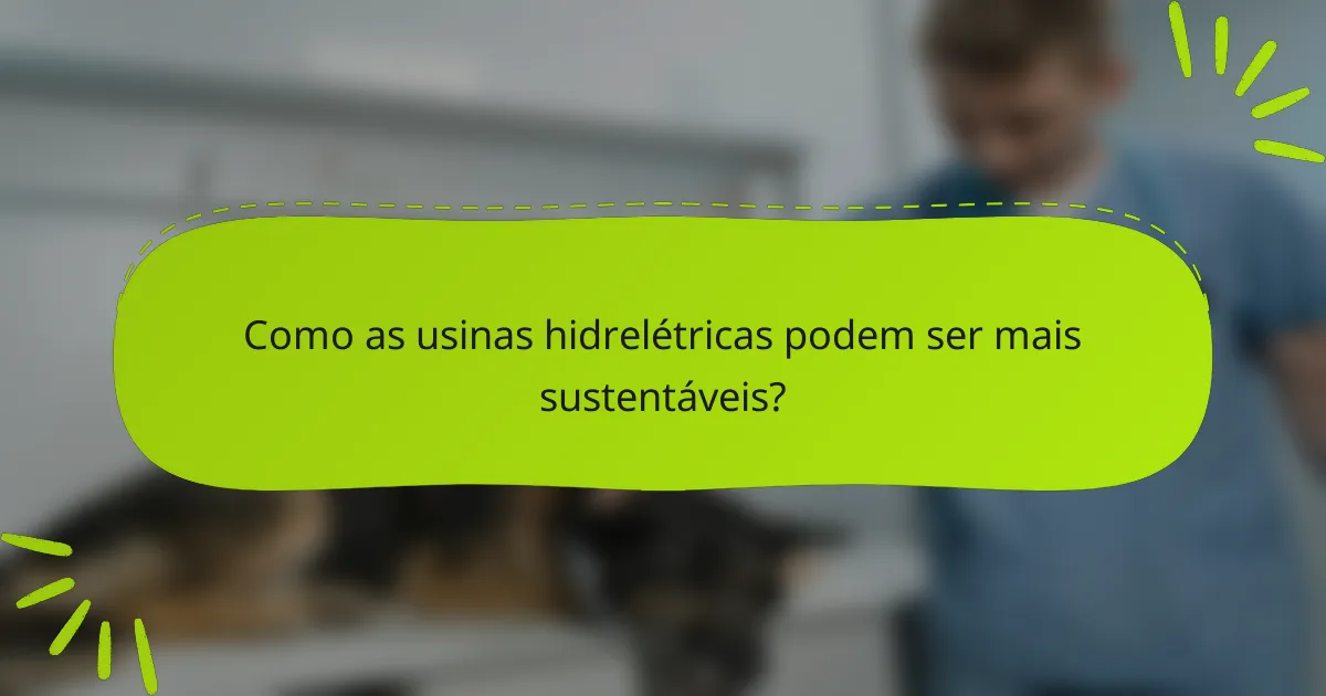 Como as usinas hidrelétricas podem ser mais sustentáveis?